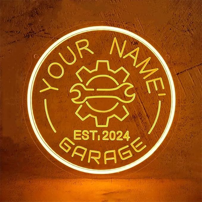 Custom Garage Neon Sign for Wall Decor Customizable Name Neon Garage Sign by Unknown