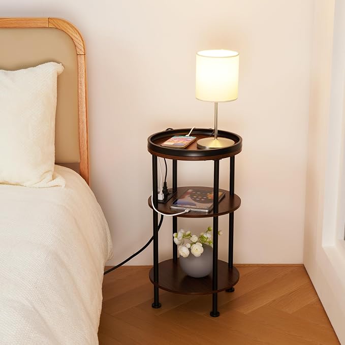 Small Round Side Table with Charging Station - Image 6