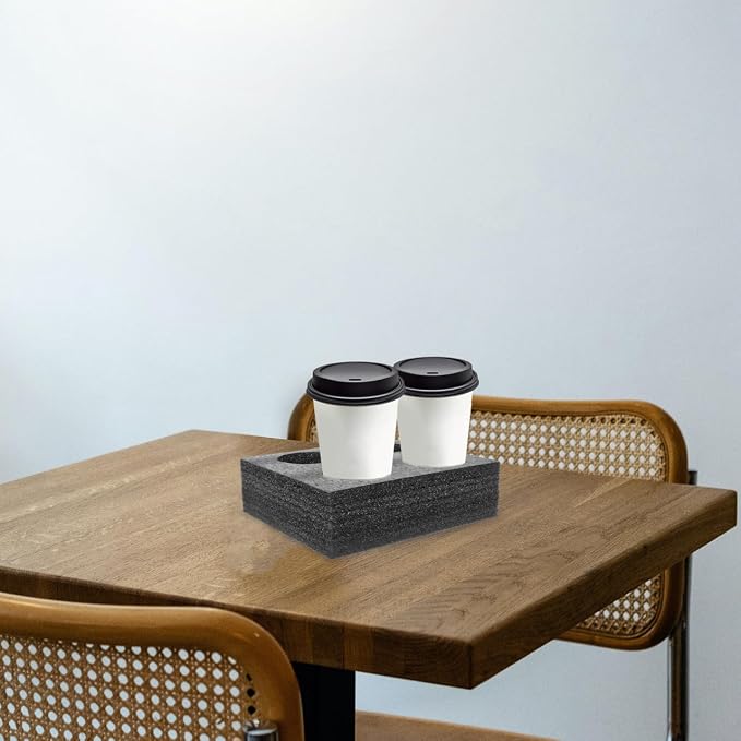 Takeout Coffee Cup Bottle Carrier: 2Pcs Black Takeout Cup Holders Foam- Hot or - Image 8