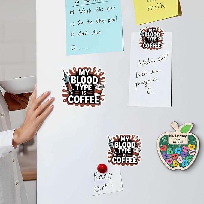 3pcs-3in My Blood Type is Coffee Sticker, Funny Caffeine Lover Sticker - Image 5