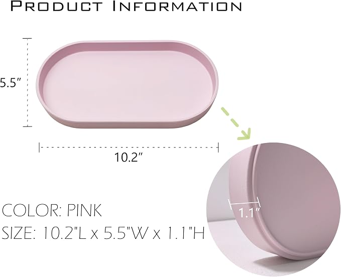 Pink Small Tray, Oval Tray | for Bathtub Bathroom Vanity Items, Countertop - Image 6