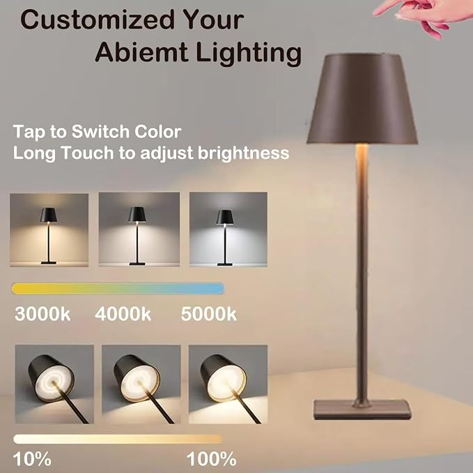 4 Pack Brown Cordless Table Lamps-Wireless Rechargeable Lamps Bulk of 4 - Image 5