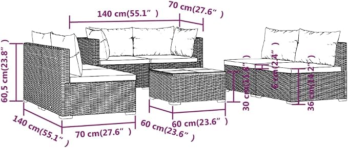 7-Piece Garden Lounge Set, Modular Patio Furniture Set - Image 9