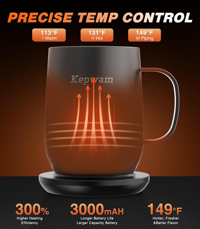 Kepwam Self Heating Coffee Mug T2, 16oz Smart Heated Coffee Mug, 150 Min - Image 2