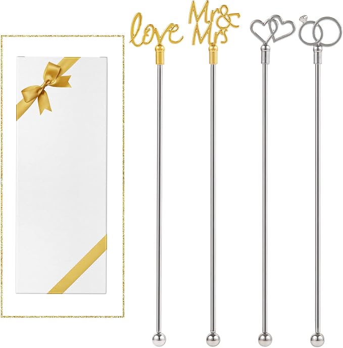 4Pcs Cocktail Stirrers Swizzle Sticks Stainless Steel 7.3" Coffee Stir Sticks by GaryVault