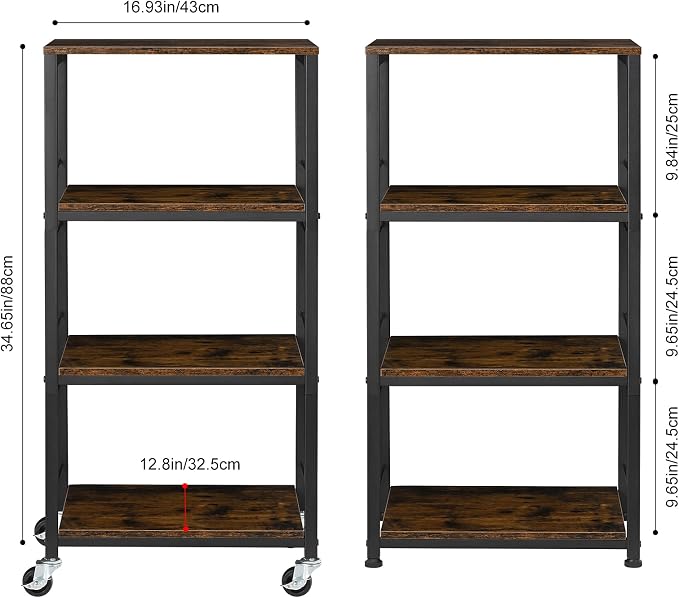 MOOACE Industrial Kitchen Rolling Cart - Image 2