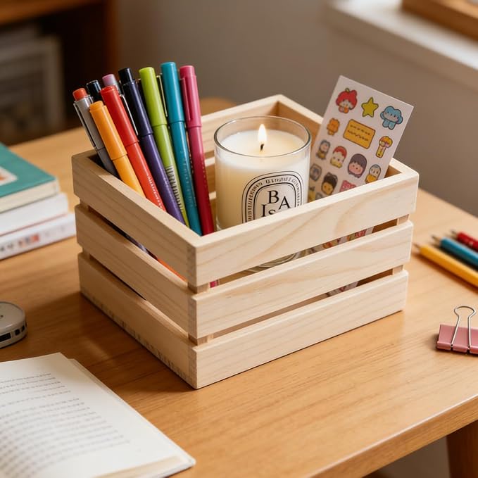 6-Pack 6.3 Inch Natural Pine Wooden Crates, Unfinished Rustic Nesting Wood Boxes - Image 4
