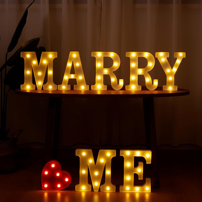 Marry ME LED Marquee Letters, Warm White LED Marry Me Light Up Letters by Weareyourgoodpartners