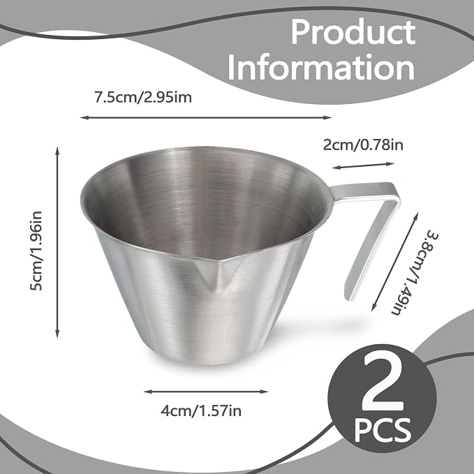 2 Packs 3.38 OZ/100 ML Stainless Steel Espresso Measuring Cup, Metal Espresso - Image 2