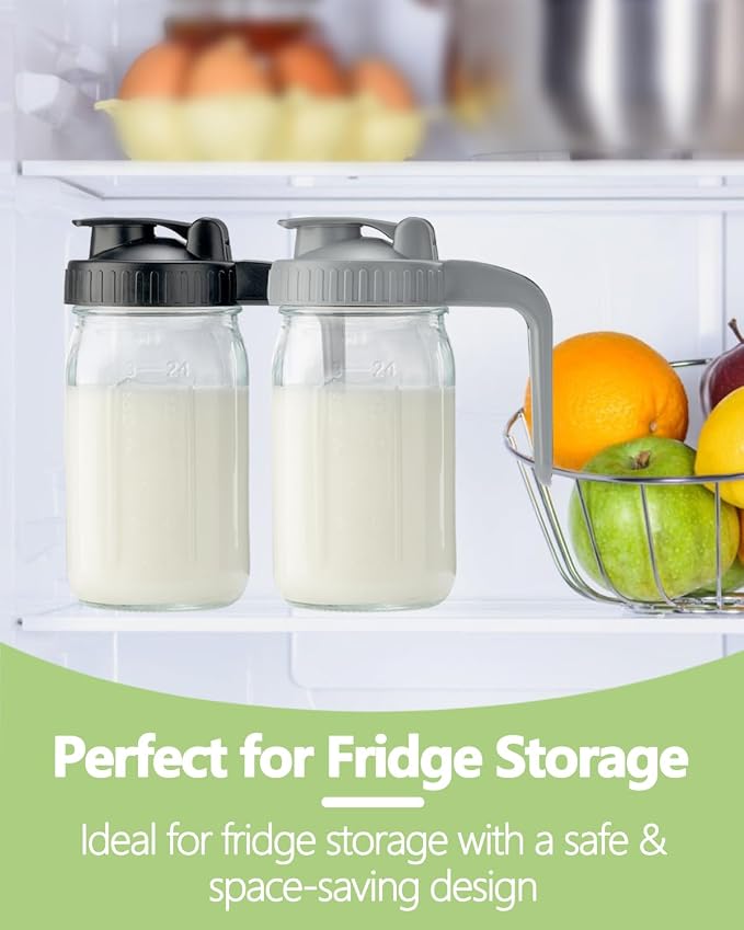 2 Pack 32oz Glass Pitcher with Lid & V-shaped Pour Spout - Image 5