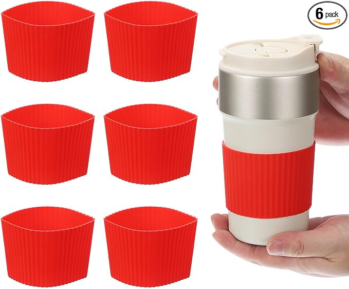 uxcell 6Pack Coffee Cup Sleeves, Reusable Silicone Heat Resistant Cup by uxcell