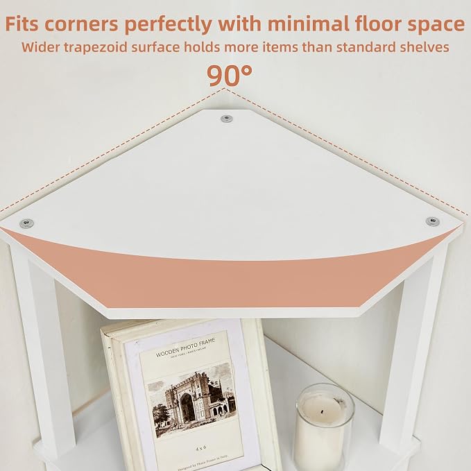 YUFAM 3-Tier Corner Shelf with Sturdy 5-Leg Base, Wooden Corner Bookshelf - Image 7