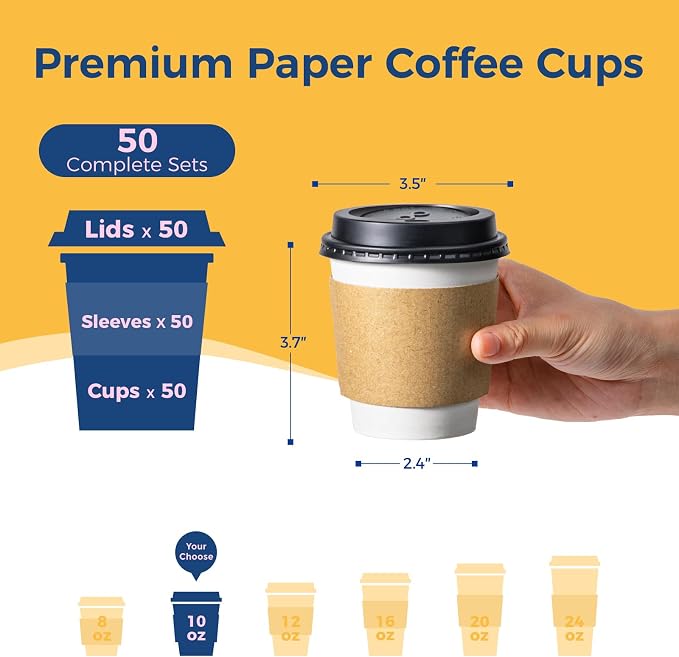 Fit Meal Prep 50 Pack 10 oz Disposable Coffee Cups - Image 2