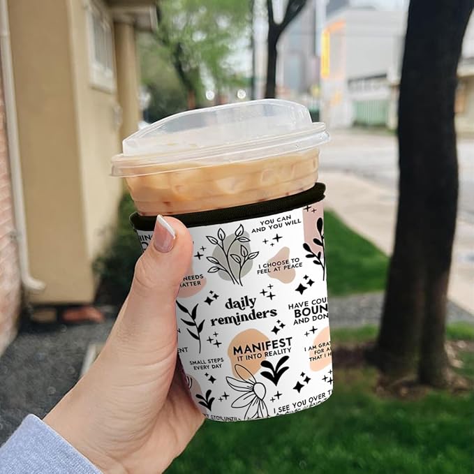 Reusable Insulated Neoprene Iced Coffee Cup Sleeve, Durable Drink Sleeve - Image 3