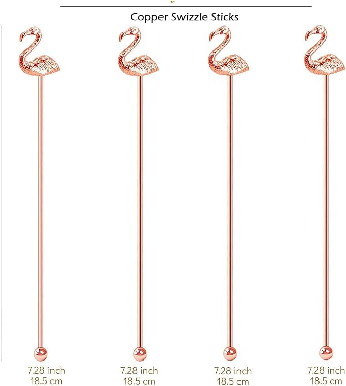 4 Pcs Flamingo Cocktail Stirrers Swizzle Sticks Stainless Steel 7.28" Coffee - Image 2