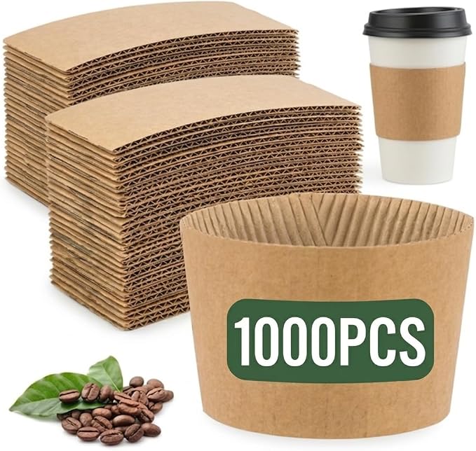 1000 Pcs Coffee Cup Sleeves Disposable – Corrugated Kraft Paper Cup Sleeves by Unknown