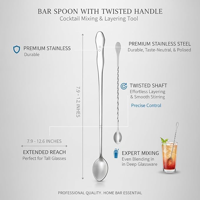 Stainless Steel Bar Spoon with Twisted Handle - Image 5