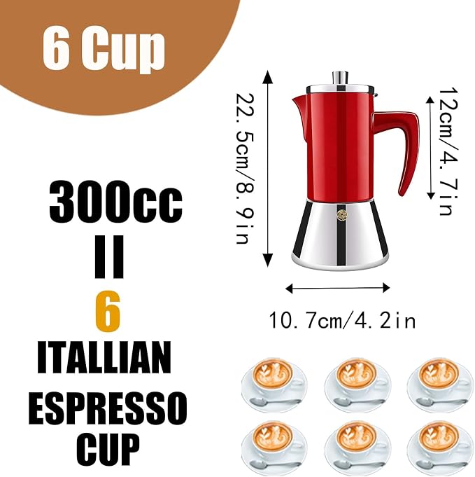 6 Cup Thickened 304 Stainless Steel Moka Pot Stovetop Espresso Maker Cafeteras - Image 2
