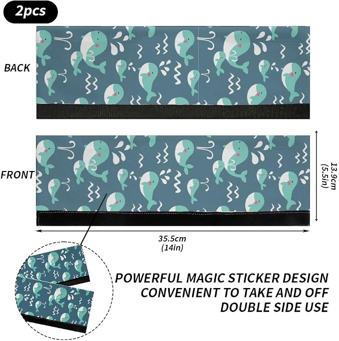 Cute Cartoon Whales Refrigerator Door Handle Cover, Kitchen Decor Covers - Image 2