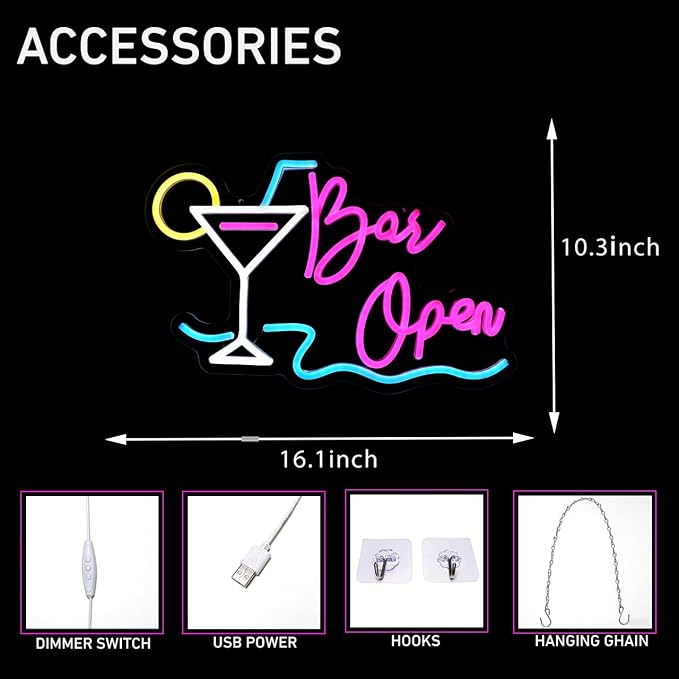 Bar Open Neon Sign Open Beer Led Wall Light - Image 5