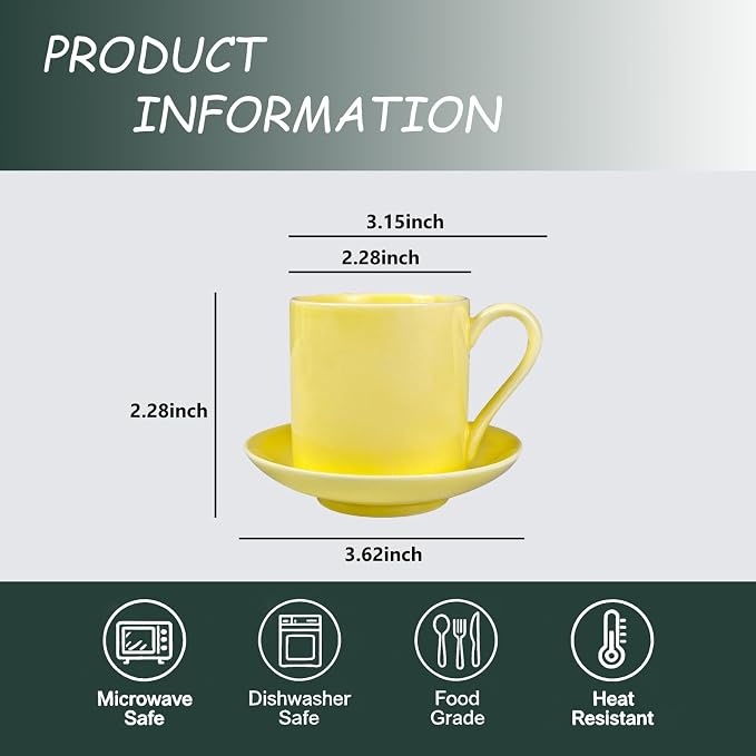 3.5OZ Porcelain Espresso Cups Set of 2 - Image 3