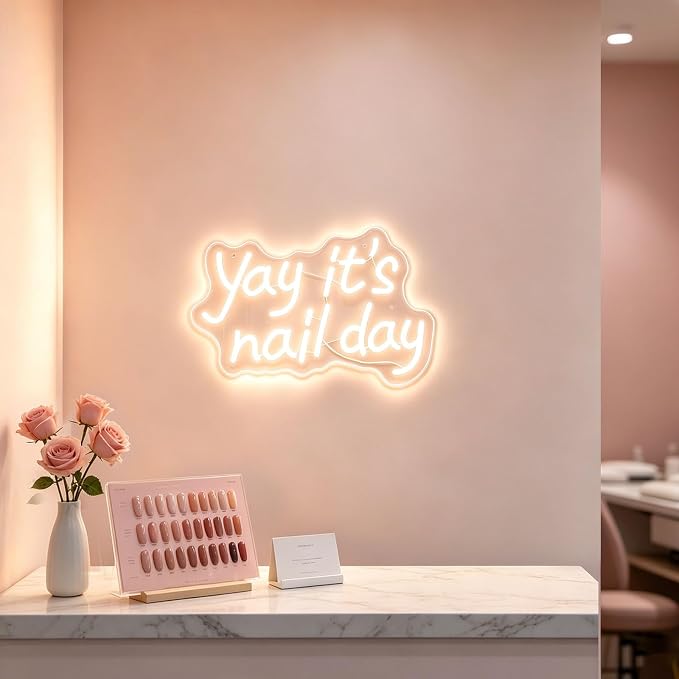 Yay It's Nail Day Neon Sign for Wall Decor, LED Dimmable Lights Nail Room Decor - Image 6