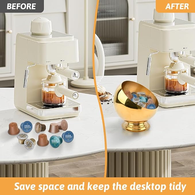 Coffee Pod Holder, Large Capacity Stainless Steel K Cups Holder Organizer Bowl - Image 6