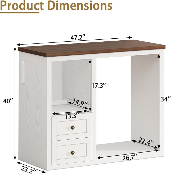 47.2" Coffee Bar Cabinet with Fridge Space, Farmhouse Mini Fridge Cabinet with - Image 2