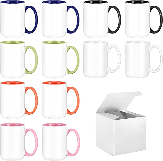 TANGLONG Sublimation Mugs 15 oz Set of 12 Sublimation Blank by TANGLONG