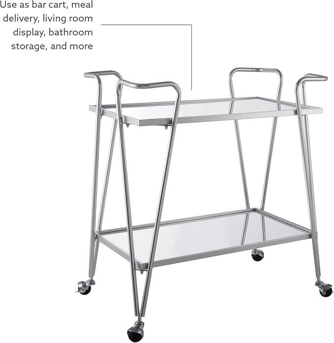 Linon Gina Silver Mid Century Bar Cart - Image 5
