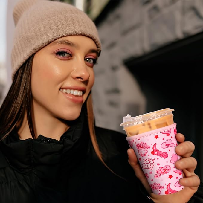 Reusable Insulated Neoprene Iced Coffee Cup Sleeve, Durable Drink Sleeve - Image 3