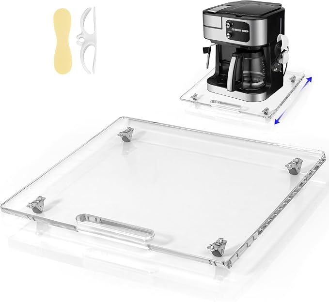 Acrylic Appliance Slider with Rubber Wheels, Sliding Tray by Baemin