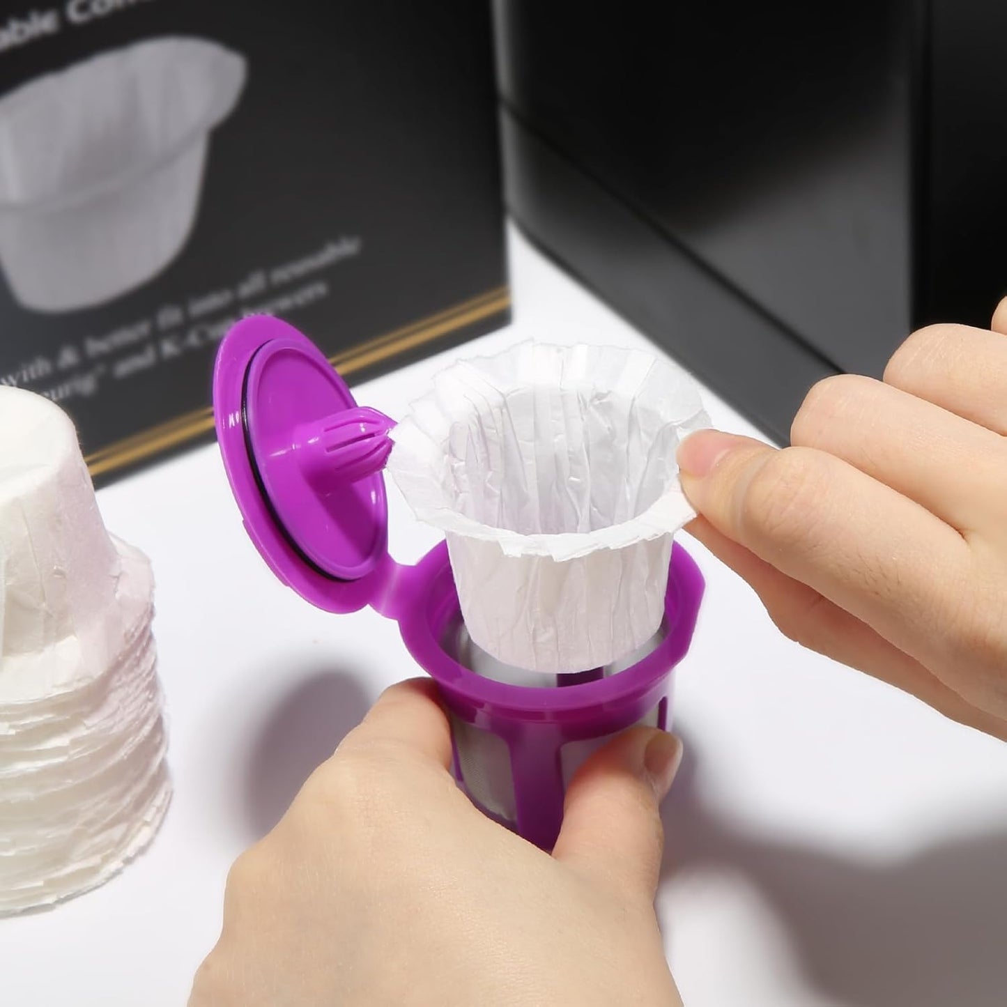 Pro Mael Disposable K Cup Filters, Coffee Filter Paper for Keurig Brewers Single Serve 1.0 and 2.0, Use with Reusable K Cup Pods (200 Count, White)