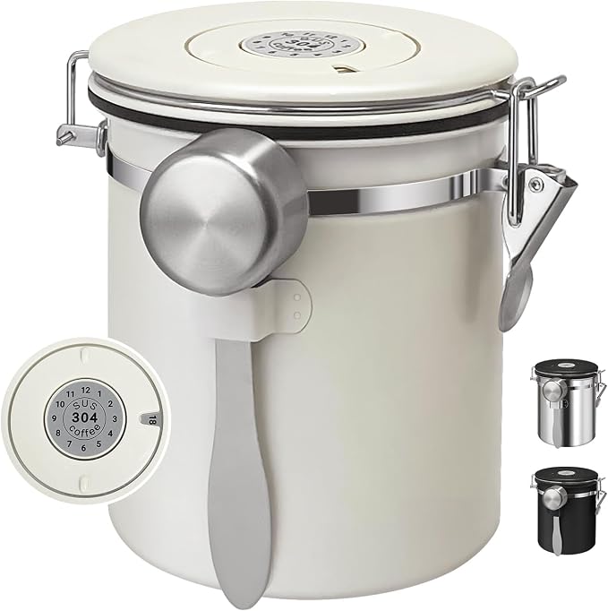 1.5L Airtight Vacuum Coffee Canister, Stainless Steel Storage Container by DTXIAQIAO