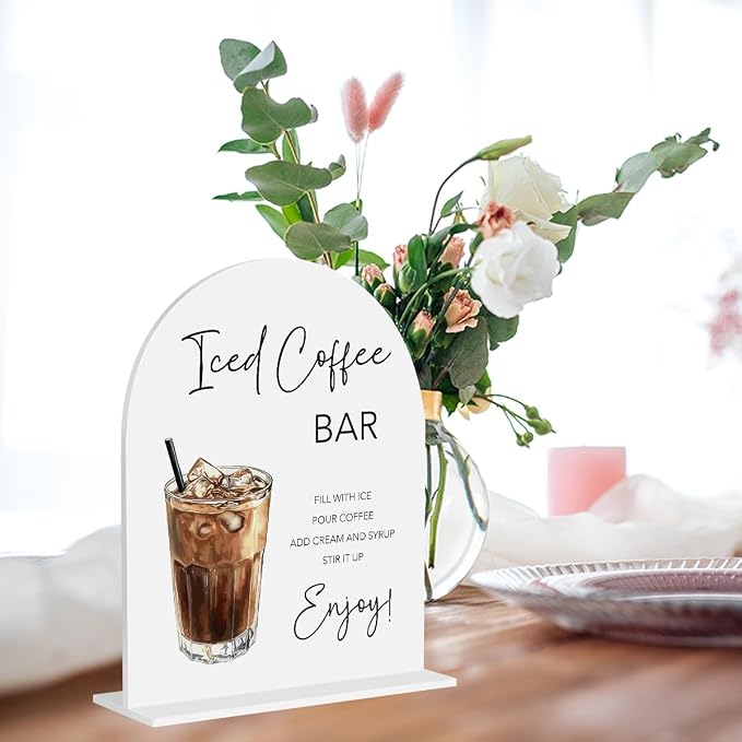 Iced Coffee Bar Sign Beverage Station Caffeinated Drinking Station Welcome - Image 5