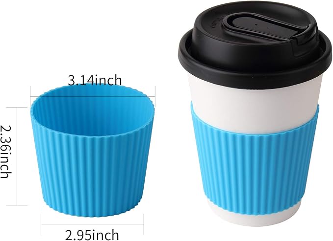 5pcs Assorted Colors Heat-resistant Silicone Nonslip Coffee Cup Sleeve - Image 3