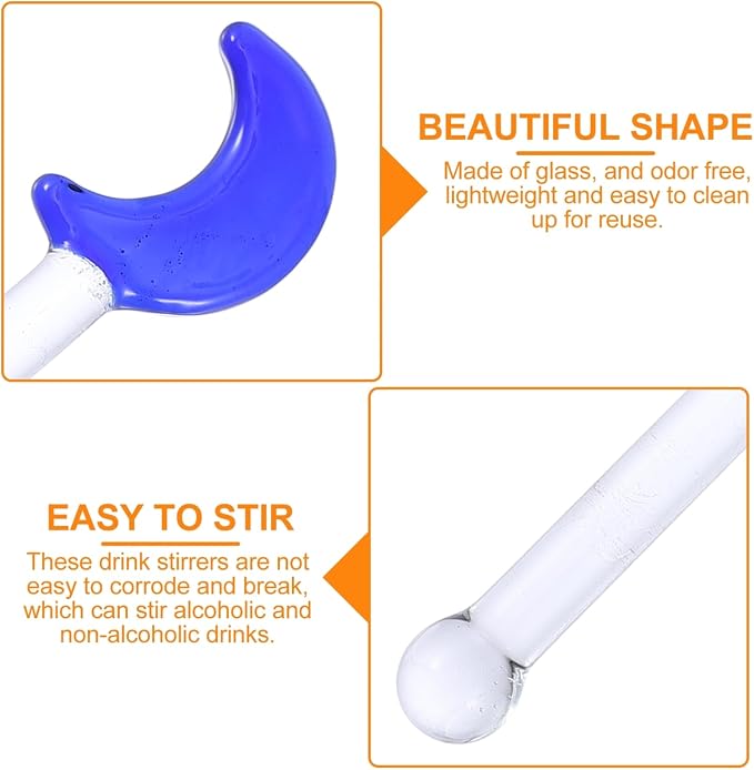 5pcs Reusable Cocktail Stirrers Adorable Moon-shaped Drink Mixers - Image 8
