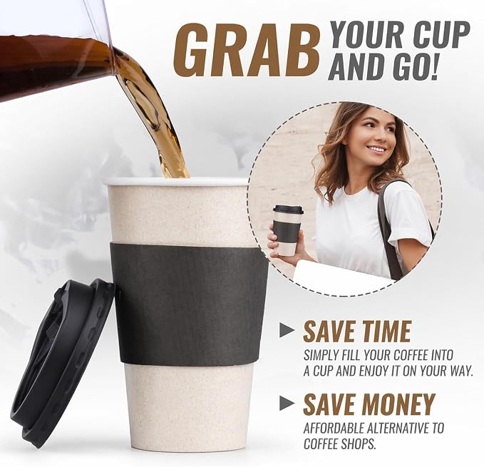 Promora 8 oz Disposable Natural Cream Coffee Cups - Image 6