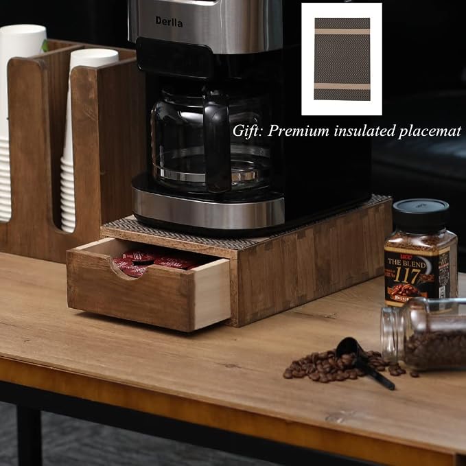 DDYURI Coffee Pod Holders 1-Layer 1-Drawer Dark Brown - Image 4