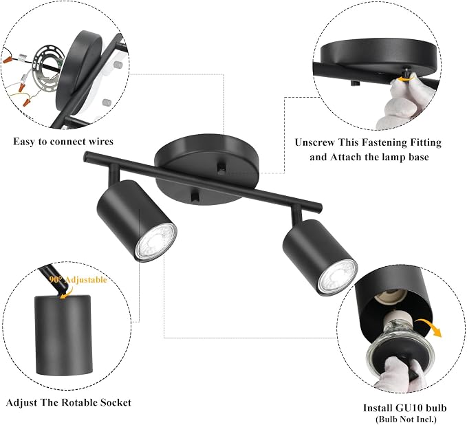 BoostArea LED 2 Light Track Lighting Kit, Flexibly Rotatable Light Head - Image 3