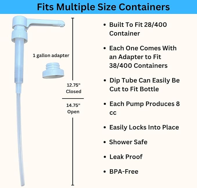 Dual Fitting Pump Dispenser for Gallon Jugs and Smaller Bottles Leak Proof for - Image 2