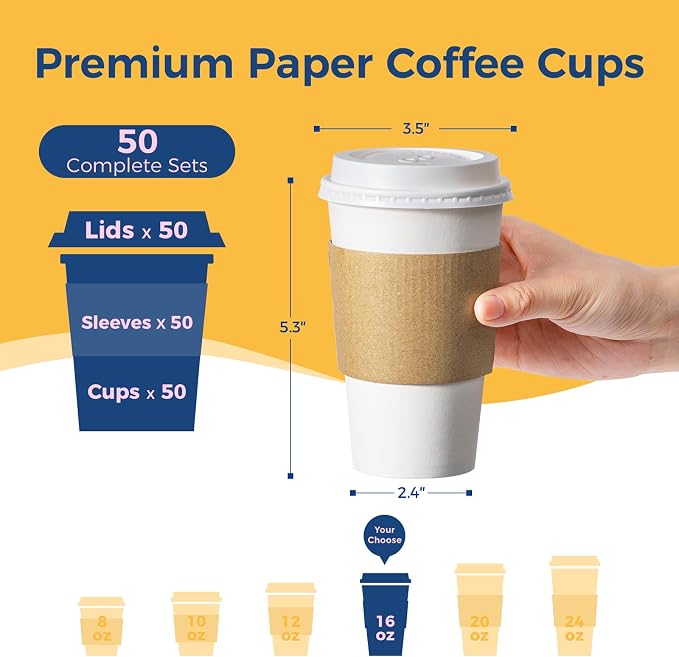 Fit Meal Prep 50 Pack 16 oz Disposable Coffee Cups - Image 2