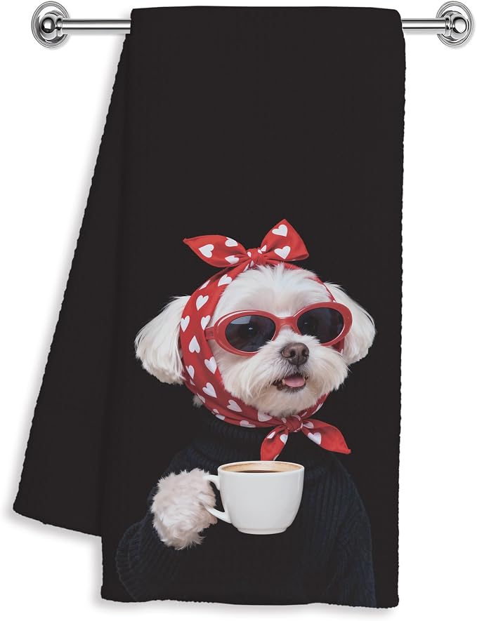 Funny Maltese Coffee Kitchen Towels 16x24 Inches, Gifts by Unknown