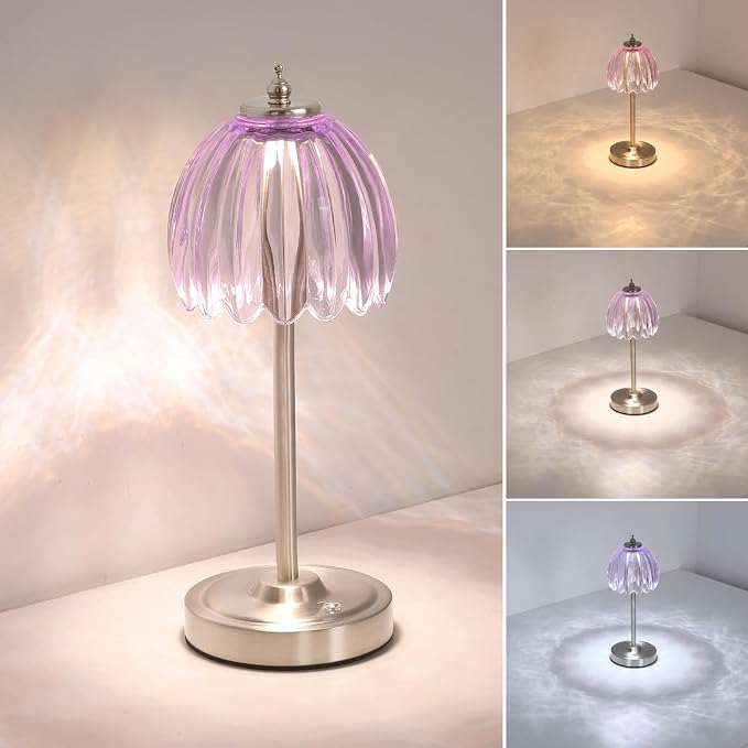 Shenmoyl Tulip Table Lamp with 5200mAh Battery & Touch Control, Cordless Small by Shenmoyl