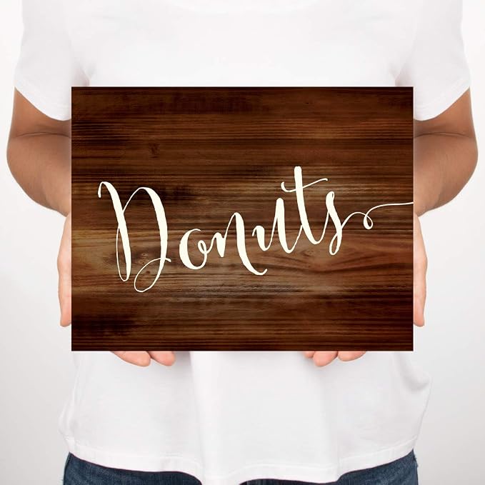 Andaz Press Wedding Party Signs, Rustic Wood Print, 8.5x11-inch, Donuts - Image 3
