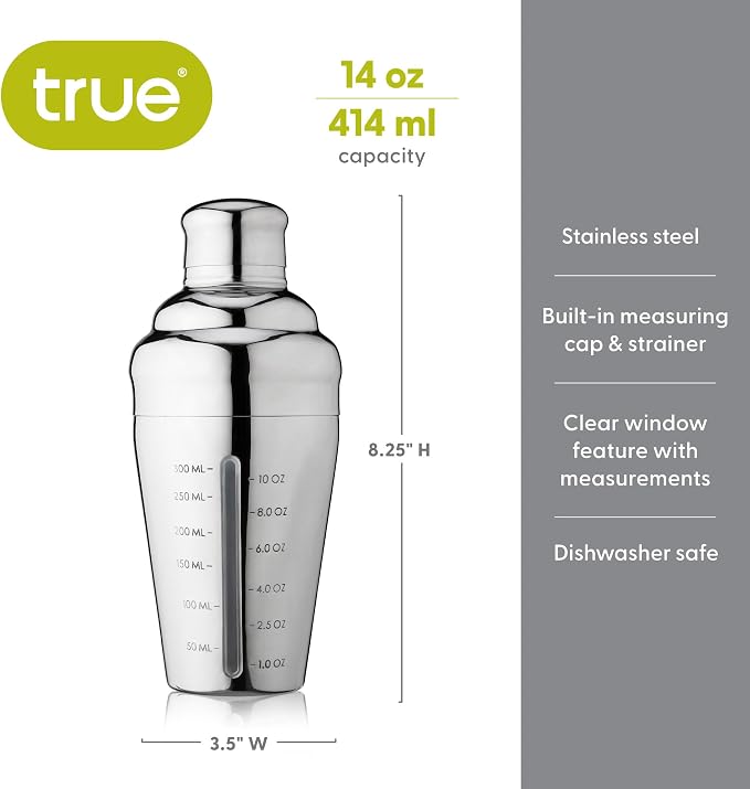 True Vista Stainless Steel Cocktail Shaker - Image 4