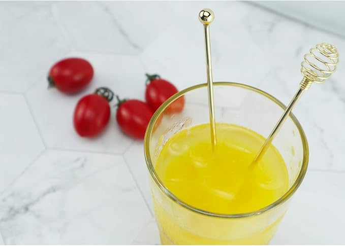 Stainless Steel Stir Sticks, BURLIHOME Dual-use Mixing Spoon Gold Swizzle Sticks - Image 3