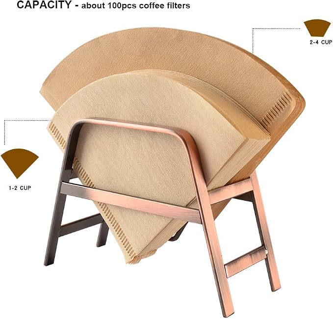 CAFEMASY Retro Copper Coffee Filter Paper Holder Rack Stand - Image 4