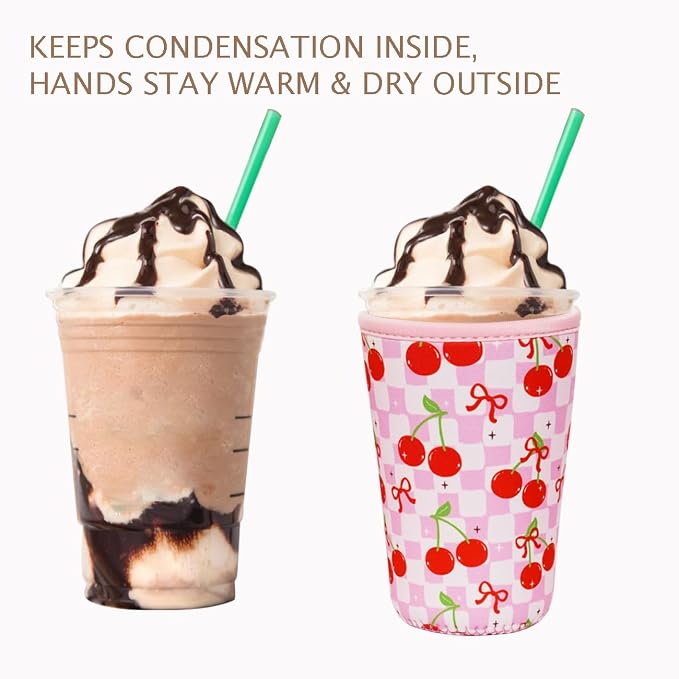 Reusable Insulated Neoprene Iced Coffee Cup Sleeve, Durable Drink Sleeve - Image 6