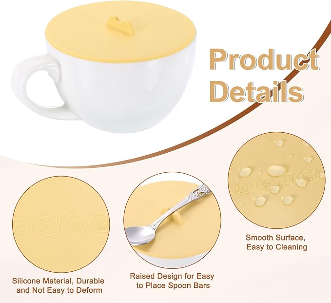 uxcell Silicone Cup Lids, Reusable Anti-Dust Tight Seal Silicone Mugs Cover - Image 3